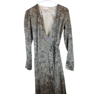 Rachel Parcell Women XS Leopard Print Long Sleeve Wrap Midi Dress